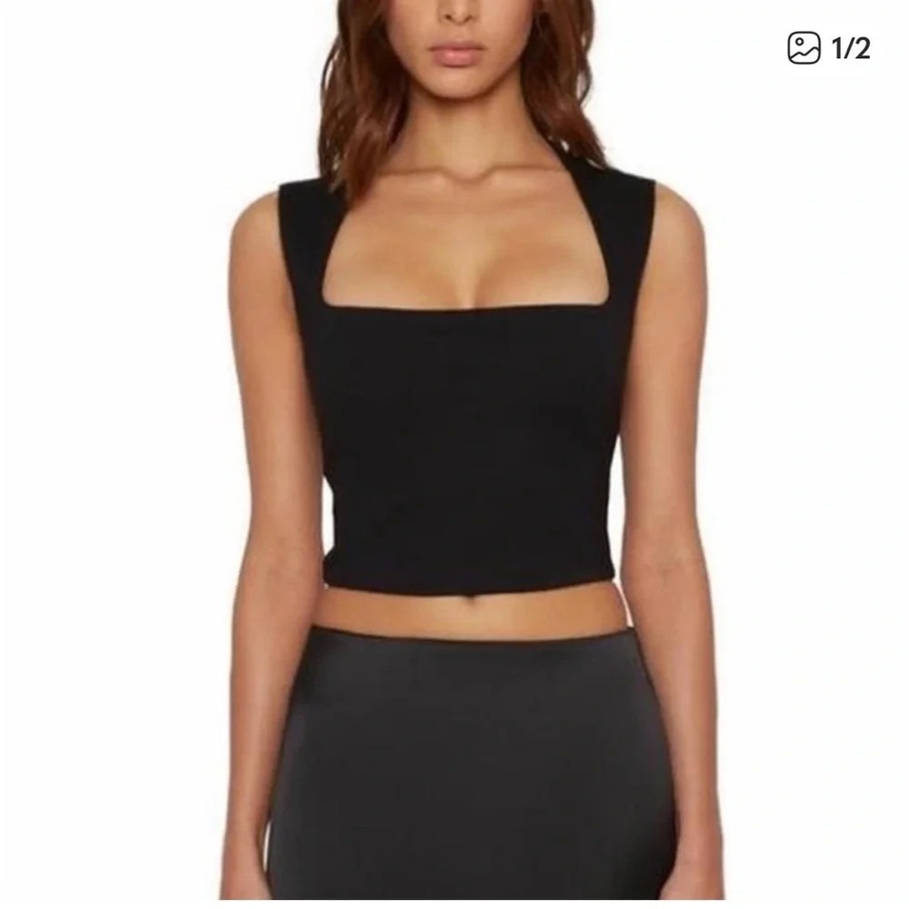 Guizio Womens Celestial Tank Crop Top In Black Size XS